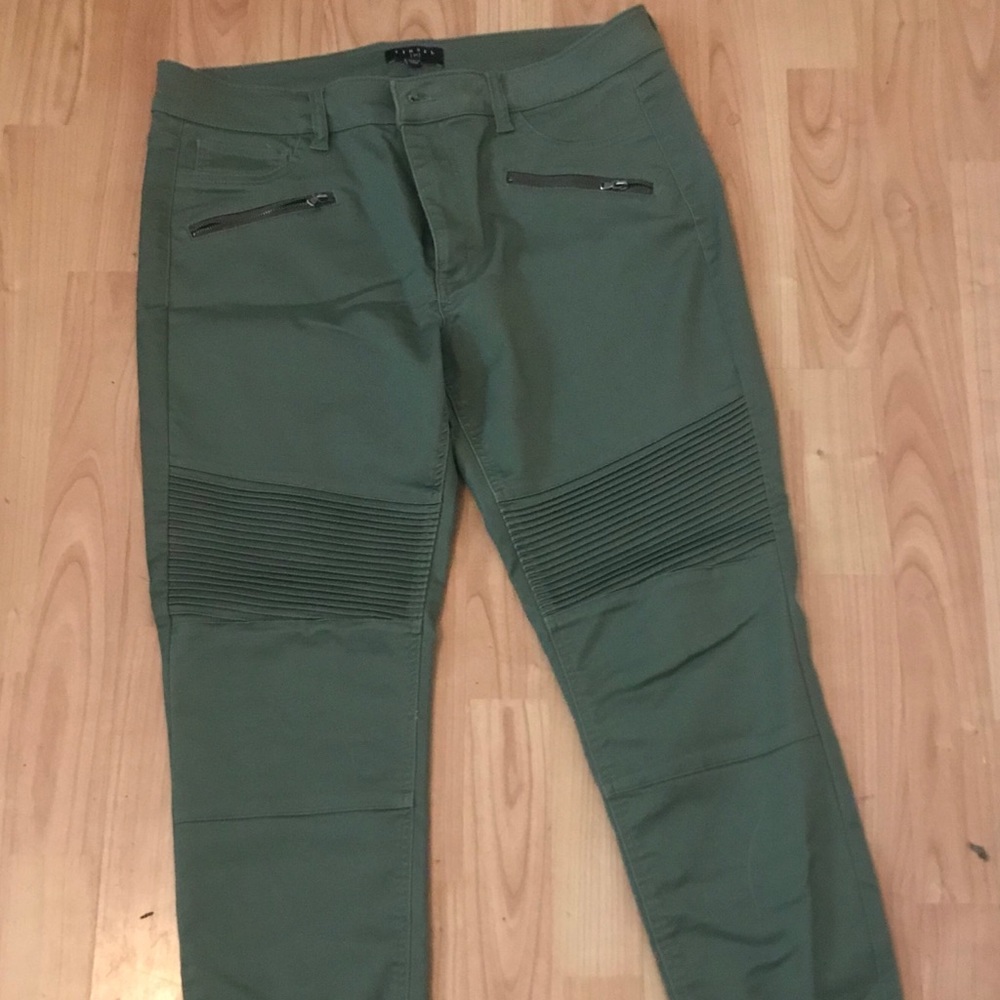 Olive moto style pants